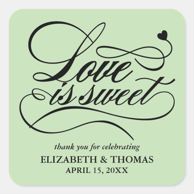ADESIVO QUADRADO CLASSY ELEGANT LOVE É DOCE CASAMENTO (Frente)