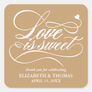 ADESIVO QUADRADO CLASSY ELEGANT LOVE É DOCE CASAMENTO