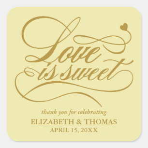 ADESIVO QUADRADO CLASSY ELEGANT LOVE É DOCE CASAMENTO