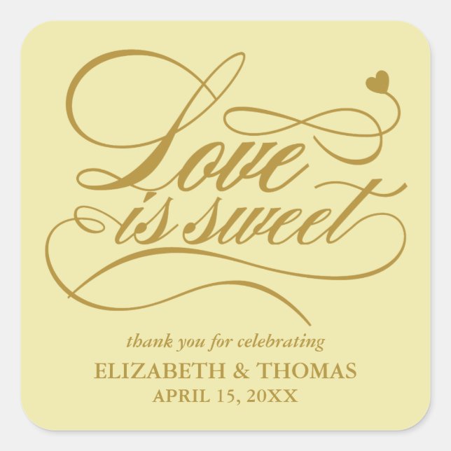 ADESIVO QUADRADO CLASSY ELEGANT LOVE É DOCE CASAMENTO (Frente)