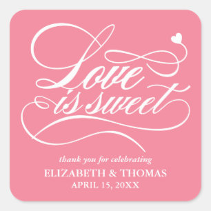 ADESIVO QUADRADO CLASSY ELEGANT LOVE É DOCE CASAMENTO