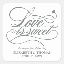 ADESIVO QUADRADO CLASSY ELEGANT LOVE É DOCE CASAMENTO