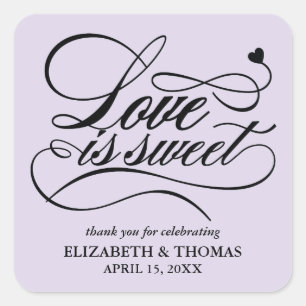 ADESIVO QUADRADO CLASSY ELEGANT LOVE É DOCE CASAMENTO