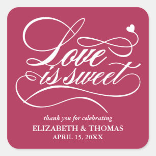 ADESIVO QUADRADO CLASSY ELEGANT LOVE É DOCE CASAMENTO
