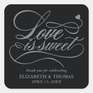 ADESIVO QUADRADO CLASSY ELEGANT LOVE É DOCE CASAMENTO