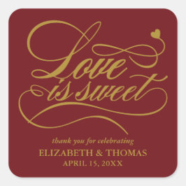 ADESIVO QUADRADO CLASSY ELEGANT LOVE É DOCE CASAMENTO