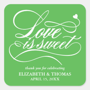 ADESIVO QUADRADO CLASSY ELEGANT LOVE É DOCE CASAMENTO