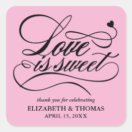 ADESIVO QUADRADO CLASSY ELEGANT LOVE É DOCE CASAMENTO