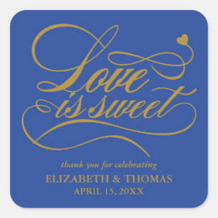 ADESIVO QUADRADO CLASSY ELEGANT LOVE É DOCE CASAMENTO