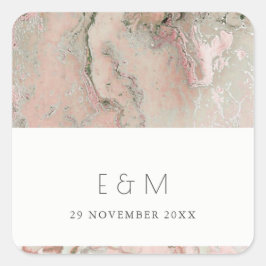 ADESIVO QUADRADO CLASSY PINK DUSKY ROSA AGATE MONOGRAMA