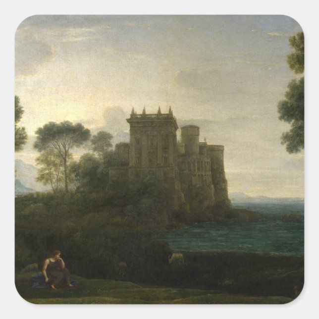 Adesivo Quadrado Claude Lorrain A Paisagem Do Castelo Encantado (Frente)