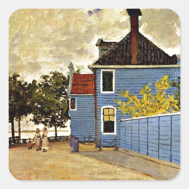 Adesivo Quadrado Claude Monet - A Casa Azul em Zaandam, (Frente)