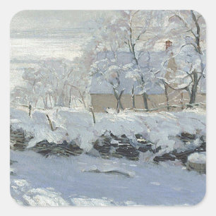 Adesivo Quadrado Claude Monet - a pintura clássica do Magpie
