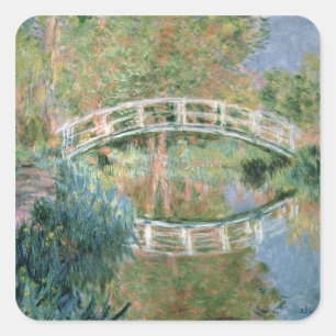 Adesivo Quadrado Claude Monet   a ponte japonesa, Giverny