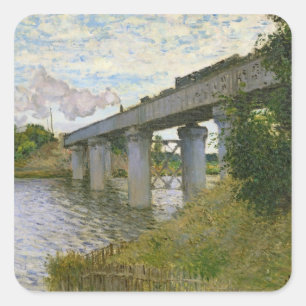 Adesivo Quadrado Claude Monet a ponte Railway em Argenteuil