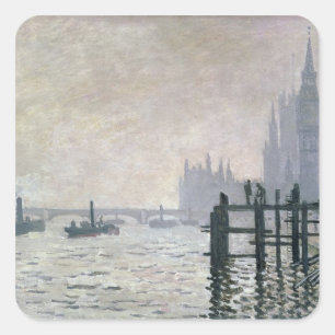 Adesivo Quadrado Claude Monet   a Tamisa abaixo de Westminster