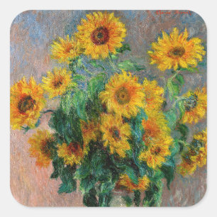 Adesivo Quadrado Claude Monet - Buquê de Girassóis