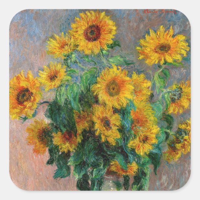 Adesivo Quadrado Claude Monet - Buquê de Sunflower (Frente)