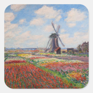 Adesivo Quadrado Claude Monet - Campo das Tulipas na Holanda