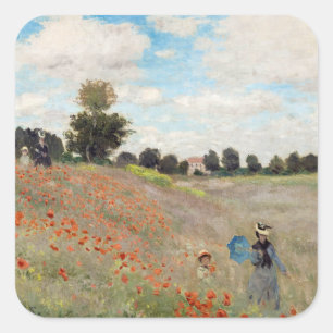 Adesivo Quadrado Claude Monet - Campo de Papoulas