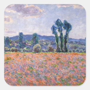 Adesivo Quadrado Claude Monet - Campo de Papoulas 1890 (Giverny)