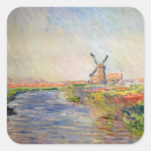 Adesivo Quadrado Claude Monet - Campo de Tulipas na Holanda