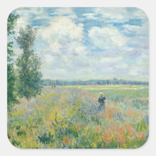 Adesivo Quadrado Claude Monet - Campos de Papoulas perto de Argente