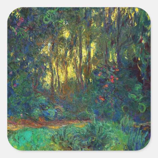 Adesivo Quadrado Claude Monet - Canto de um Pond com Lírios (Frente)