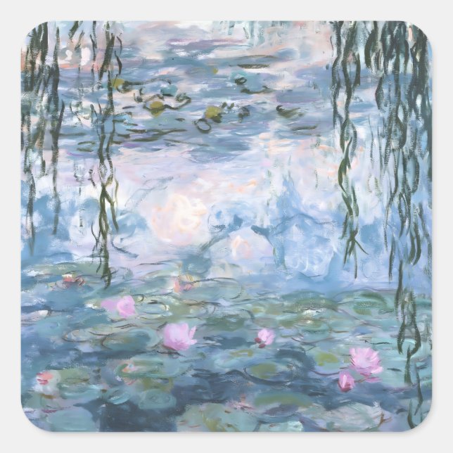 Adesivo Quadrado Claude Monet Impressionist Water Lillies Painting (Frente)