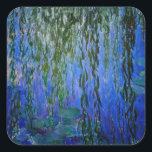 Adesivo Quadrado Claude Monet - Lírios d'água com salgueiro chorand<br><div class="desc">Lírios d'água com galhos salgados chorões / Ninfheas avec rameaux de saule,  por Claude Monet,  em 1916-1919</div>