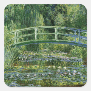 Adesivo Quadrado Claude Monet Lírios de Água e Ponte Japonesa