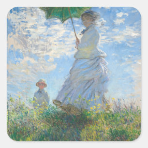 Adesivo Quadrado Claude Monet Mulher Com Parasol