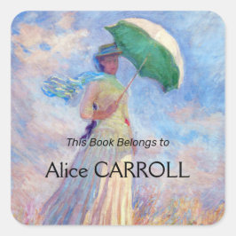 Adesivo Quadrado Claude Monet - Mulher com Parasol virada para a di