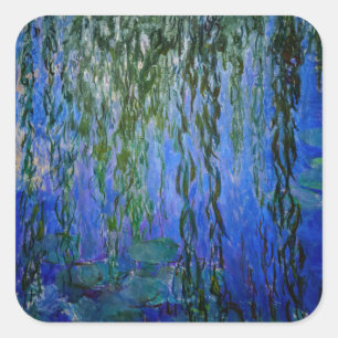Adesivo Quadrado Claude Monet - Nenúfares com salgueiro chorão