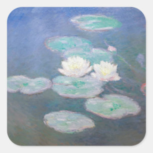 Adesivo Quadrado Claude Monet - Nenúfares, Efeito da Noite