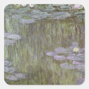 Adesivo Quadrado Claude Monet Nympheas em Giverny, 1918