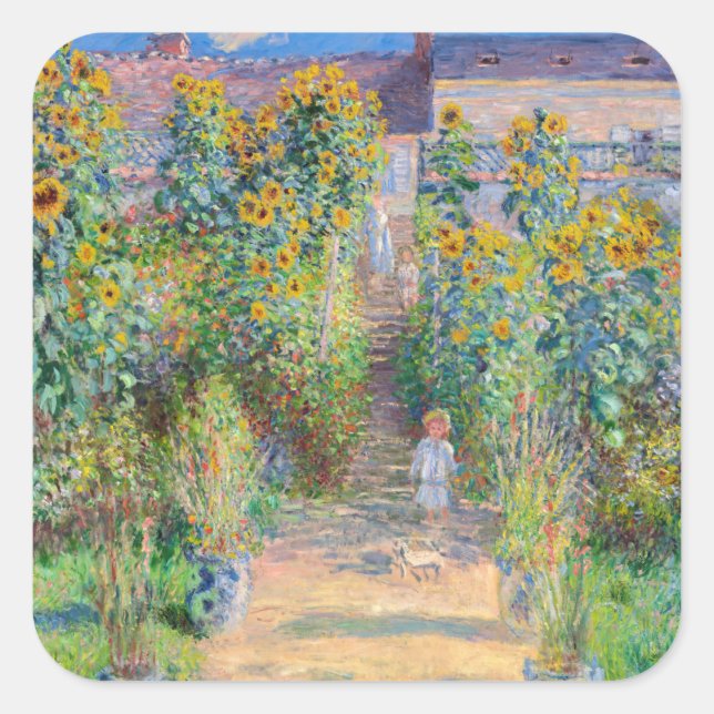 Adesivo Quadrado Claude Monet - O Jardim do Artista em Vetheuil (Frente)