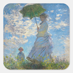 Adesivo Quadrado Claude Monet - O Promenade, Mulher com Parasol