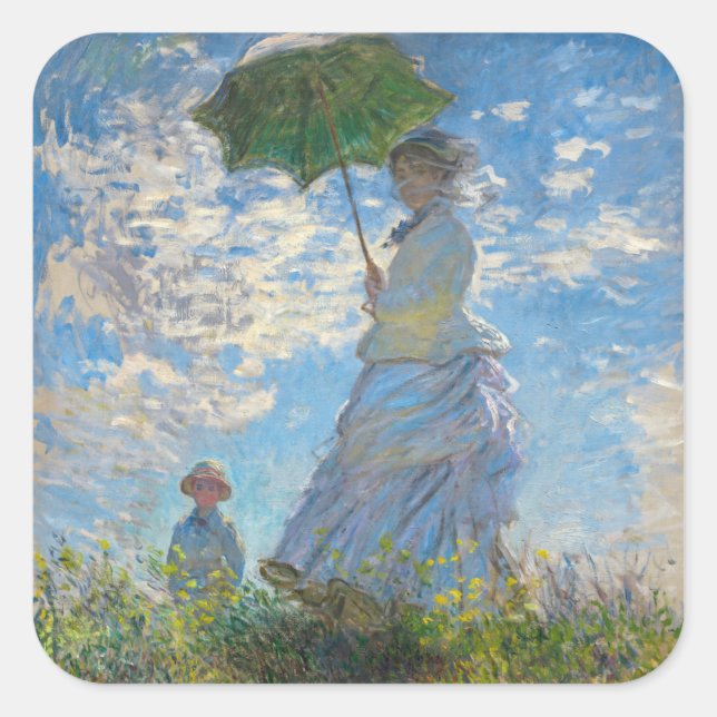 Adesivo Quadrado Claude Monet - O Promenade, Mulher com Parasol (Frente)