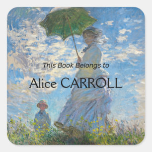 Adesivo Quadrado Claude Monet - O Promenade, Mulher com Parasol