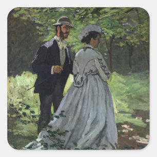 Adesivo Quadrado Claude Monet   o Promenaders, Bazille, Camilo