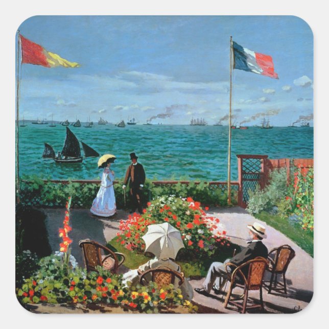 Adesivo Quadrado Claude Monet | O Terrace em Sainte-Adresse, 1867 (Frente)