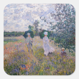 Adesivo Quadrado Claude Monet - Passeio perto de Argenteuil