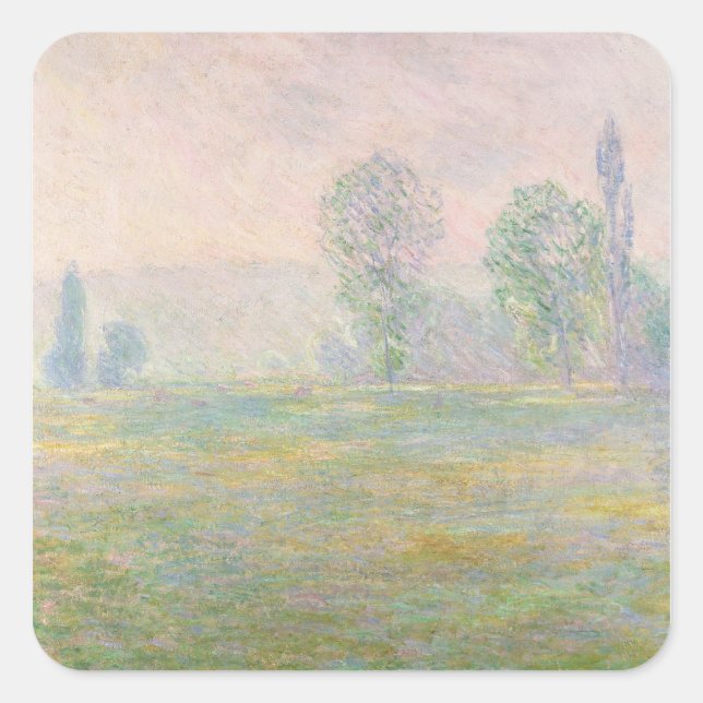 Adesivo Quadrado Claude Monet | Prados em Giverny, 1888 (Frente)