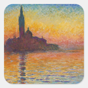 Adesivo Quadrado Claude Monet - San Giorgio Maggiore ao Crepúsculo