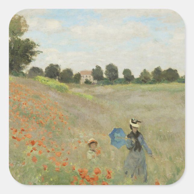 Adesivo Quadrado Claude Monet The Poppy Field near Argenteuil Art (Frente)