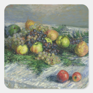 Adesivo Quadrado Claude Monet Vida tranquila com peras e uvas