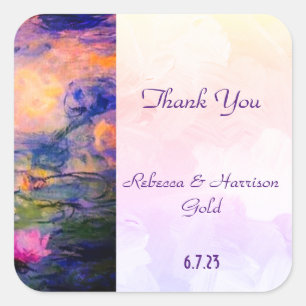 Adesivo Quadrado Claude Monet Water lilies Wedding Thank You