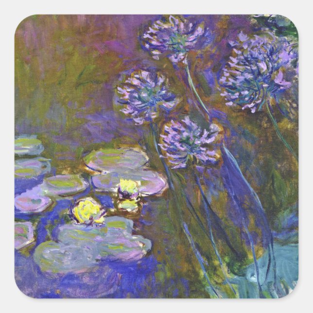Adesivo Quadrado Claude Monet Water Lily Agapanthus (Frente)