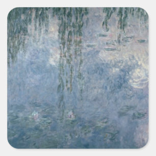 Adesivo Quadrado Claude Monet Waterlilies: Salgueiros Weeping,